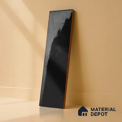 Subway Wall Tile TL 04967 G El Clasico Plain Slim Black 12 x 4 inch Ceramic Glossy Finish - 7.5 mm | Suitable for Highlighter Walls, Foyer, Bathroom, Kitchen Wall & Backsplashes (Sample)