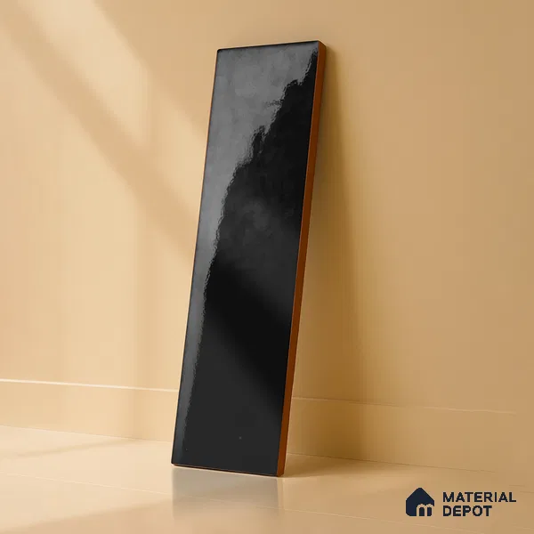 Subway Wall Tile TL 04967 G El Clasico Plain Slim Black 12 x 4 inch Ceramic Glossy Finish - 7.5 mm | Suitable for Highlighter Walls, Foyer, Bathroom, Kitchen Wall & Backsplashes (Sample)