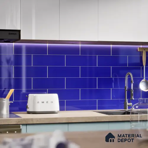 Subway Wall Tile TL 04967 H El Clasico Plain Fiji Blue 12 x 4 inch Ceramic Glossy Finish - 7.5 mm | Suitable for Highlighter Walls, Foyer, Bathroom, Kitchen Wall & Backsplashes