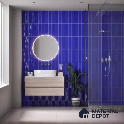Subway Wall Tile TL 04967 H El Clasico Plain Fiji Blue 12 x 4 inch Ceramic Glossy Finish - 7.5 mm | Suitable for Highlighter Walls, Foyer, Bathroom, Kitchen Wall & Backsplashes