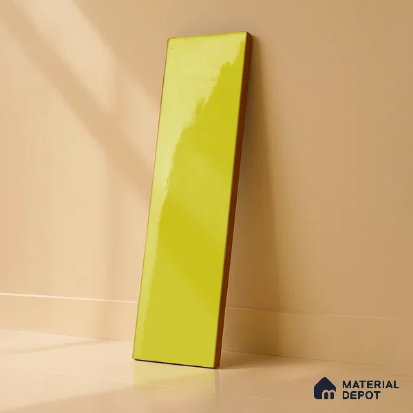 Subway Wall Tile TL 04967 I El Clasico Plain Mellow Yellow 12 x 4 inch Ceramic Glossy Finish - 7.5 mm | Suitable for Highlighter Walls, Foyer, Bathroom, Kitchen Wall & Backsplashes