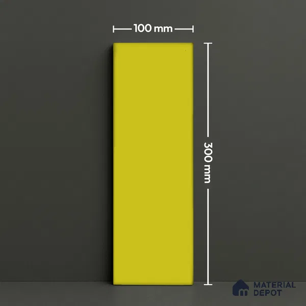 Subway Wall Tile TL 04967 I El Clasico Plain Mellow Yellow 12 x 4 inch Ceramic Glossy Finish - 7.5 mm | Suitable for Highlighter Walls, Foyer, Bathroom, Kitchen Wall & Backsplashes