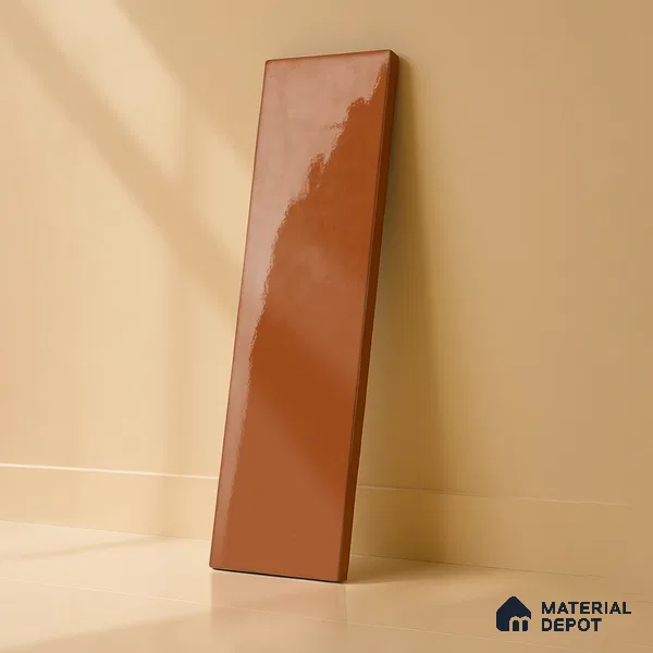 Subway Wall Tile TL 04967 J El Clasico Plain Cafe Marron 12 x 4 inch Ceramic Glossy Finish - 7.5 mm | Suitable for Highlighter Walls, Foyer, Bathroom, Kitchen Wall & Backsplashes