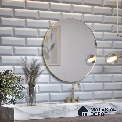 Subway Wall Tile TL 04967 K El Clasico Bevelled Kasol Grey 12 x 4 inch Ceramic Glossy Finish - 7.5 mm | Suitable for Highlighter Walls, Foyer, Bathroom, Kitchen Wall & Backsplashes (Sample)