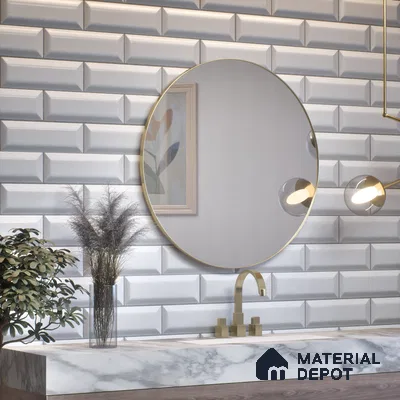 Subway Wall Tile TL 04967 L El Clasico Bevelled Fog White 12 x 4 inch Ceramic Glossy Finish - 7.5 mm | Suitable for Highlighter Walls, Foyer, Bathroom, Kitchen Wall & Backsplashes