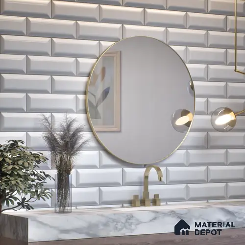 Subway Wall Tile TL 12564 El Clasico Bevelled Fog White 12 x 3 inch Ceramic Glossy Finish - 7.5 mm | Suitable for Highlighter Walls, Foyer, Bathroom, Kitchen Wall & Backsplashes