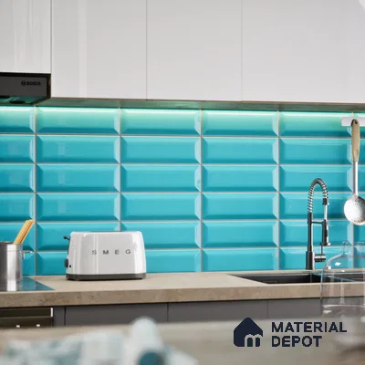Subway Wall Tile TL 04967 P El Clasico Bevelled Navy Horizon 12 x 4 inch Ceramic Glossy Finish - 7.5 mm | Suitable for Highlighter Walls, Foyer, Bathroom, Kitchen Wall & Backsplashes (Sample)