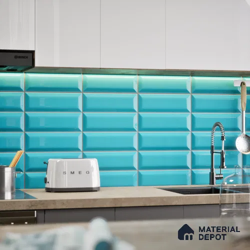 Subway Wall Tile TL 04967 P El Clasico Bevelled Navy Horizon 12 x 4 inch Ceramic Glossy Finish - 7.5 mm | Suitable for Highlighter Walls, Foyer, Bathroom, Kitchen Wall & Backsplashes