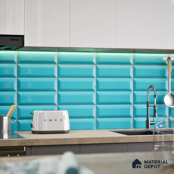 Subway Wall Tile TL 04967 P El Clasico Bevelled Navy Horizon 12 x 4 inch Ceramic Glossy Finish - 7.5 mm | Suitable for Highlighter Walls, Foyer, Bathroom, Kitchen Wall & Backsplashes (Sample)