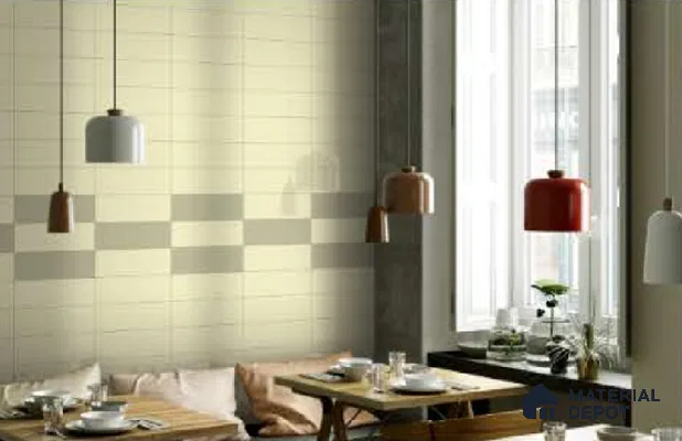 Subway Wall Tile TL 04967 El Clasico Plain Almond Mist 12 x 4 inch Ceramic Glossy Finish - 7.5 mm | Suitable for Highlighter Walls, Foyer, Bathroom, Kitchen Wall & Backsplashes