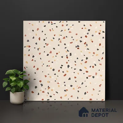 Terrazzo Wall & Floor Tile TL 06607 Electra Ivory 2 ft x 2 ft Vitrified Matte Finish - 9 mm | Suitable for Living Room, Balcony, Courtyard (Sample)