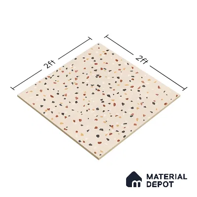 Terrazzo Wall & Floor Tile TL 06607 Electra Ivory 2 ft x 2 ft Vitrified Matte Finish - 9 mm | Suitable for Living Room, Balcony, Courtyard (Sample)
