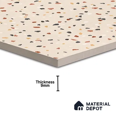 Terrazzo Wall & Floor Tile TL 06607 Electra Ivory 2 ft x 2 ft Vitrified Matte Finish - 9 mm | Suitable for Living Room, Balcony, Courtyard (Sample)