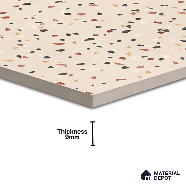 Terrazzo Wall & Floor Tile TL 06607 Electra Ivory 2 ft x 2 ft Vitrified Matte Finish - 9 mm | Suitable for Living Room, Balcony, Courtyard (Sample)