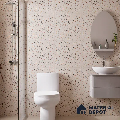 Terrazzo Wall & Floor Tile TL 06607 Electra Ivory 2 ft x 2 ft Vitrified Matte Finish - 9 mm | Suitable for Living Room, Balcony, Courtyard (Sample)