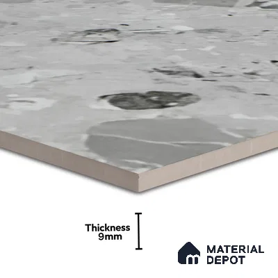 Terrazzo Floor & Wall Tile TL 06404 B Terazzo Grey 4 ft x 2 ft Carving Matte Finish Vitrified Tile - 9 mm | Suitable for Living Room, Bedroom & Bathroom (Sample)