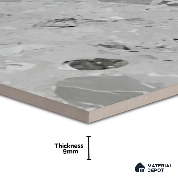 Terrazzo Floor & Wall Tile TL 06404 B Terazzo Grey 4 ft x 2 ft Carving Matte Finish Vitrified Tile - 9 mm | Suitable for Living Room, Bedroom & Bathroom (Sample)