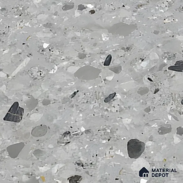 Terrazzo Floor & Wall Tile TL 06404 B Terazzo Grey 4 ft x 2 ft Carving Matte Finish Vitrified Tile - 9 mm | Suitable for Living Room, Bedroom & Bathroom (Sample)