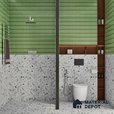 Terrazzo Floor & Wall Tile TL 06404 B Terazzo Grey 4 ft x 2 ft Carving Matte Finish Vitrified Tile - 9 mm | Suitable for Living Room, Bedroom & Bathroom (Sample)