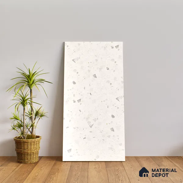 Terrazzo Floor & Wall Tile TL 06404 C Terazzo Bianco 4 ft x 2 ft Carving Matte Finish Vitrified Tile - 9 mm | Suitable for Living Room, Bedroom & Bathroom (Sample)