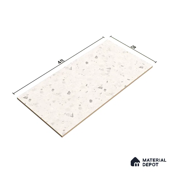 Terrazzo Floor & Wall Tile TL 06404 C Terazzo Bianco 4 ft x 2 ft Carving Matte Finish Vitrified Tile - 9 mm | Suitable for Living Room, Bedroom & Bathroom (Sample)
