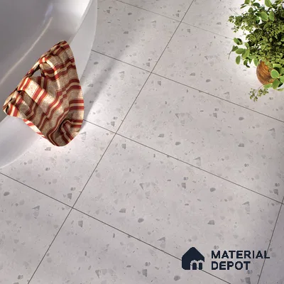 Terrazzo Floor & Wall Tile TL 06404 C Terazzo Bianco 4 ft x 2 ft Carving Matte Finish Vitrified Tile - 9 mm | Suitable for Living Room, Bedroom & Bathroom (Sample)
