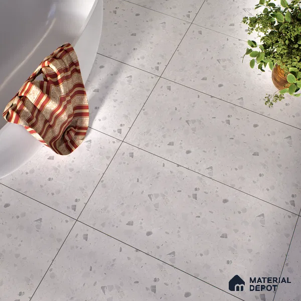 Terrazzo Floor & Wall Tile TL 06404 C Terazzo Bianco 4 ft x 2 ft Carving Matte Finish Vitrified Tile - 9 mm | Suitable for Living Room, Bedroom & Bathroom (Sample)
