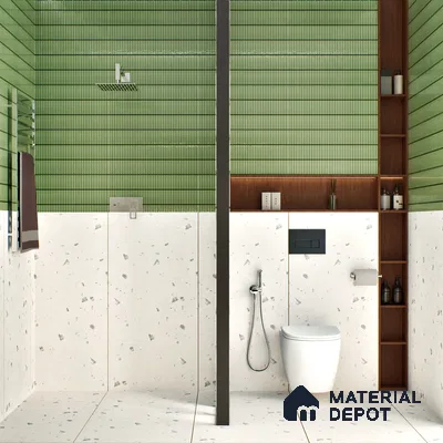 Terrazzo Floor & Wall Tile TL 06404 C Terazzo Bianco 4 ft x 2 ft Carving Matte Finish Vitrified Tile - 9 mm | Suitable for Living Room, Bedroom & Bathroom (Sample)