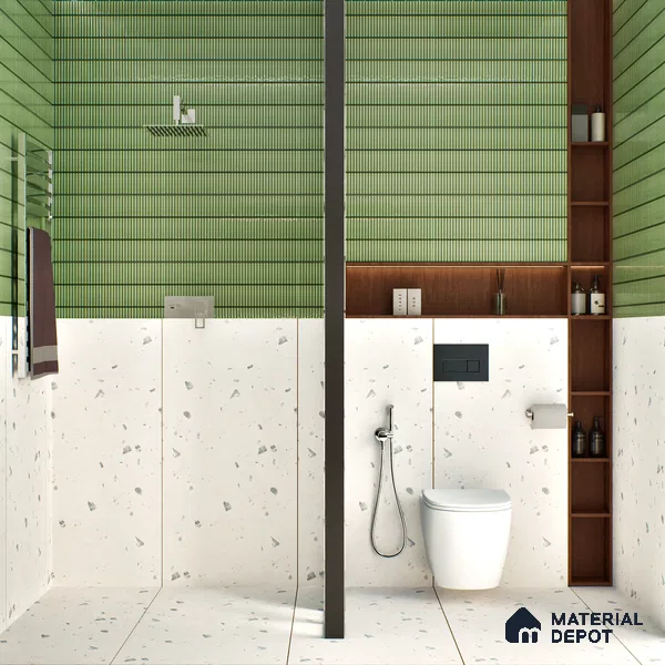Terrazzo Floor & Wall Tile TL 06404 C Terazzo Bianco 4 ft x 2 ft Carving Matte Finish Vitrified Tile - 9 mm | Suitable for Living Room, Bedroom & Bathroom (Sample)