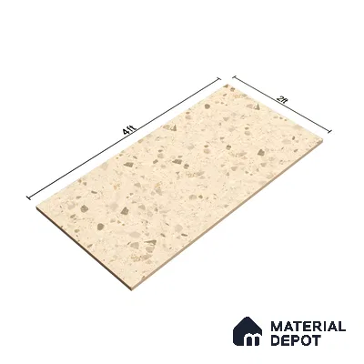 Terrazzo Floor & Wall Tile TL 06404 D Terazzo Beige 4 ft x 2 ft Carving Matte Finish Vitrified Tile - 9 mm | Suitable for Living Room, Bedroom & Bathroom