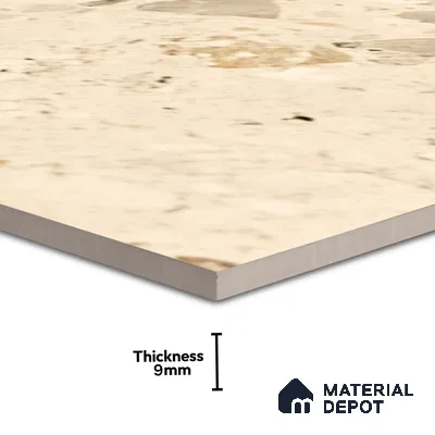 Terrazzo Floor & Wall Tile TL 06404 D Terazzo Beige 4 ft x 2 ft Carving Matte Finish Vitrified Tile - 9 mm | Suitable for Living Room, Bedroom & Bathroom