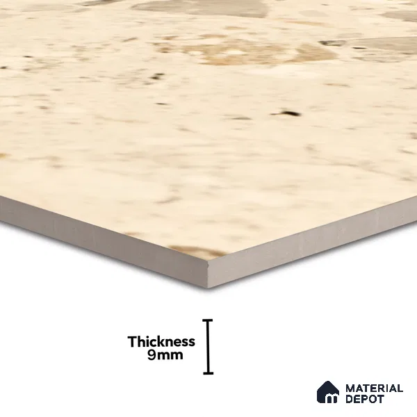 Terrazzo Floor & Wall Tile TL 06404 D Terazzo Beige 4 ft x 2 ft Carving Matte Finish Vitrified Tile - 9 mm | Suitable for Living Room, Bedroom & Bathroom