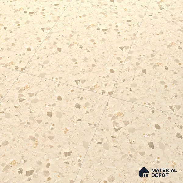 Terrazzo Floor & Wall Tile TL 06404 D Terazzo Beige 4 ft x 2 ft Carving Matte Finish Vitrified Tile - 9 mm | Suitable for Living Room, Bedroom & Bathroom