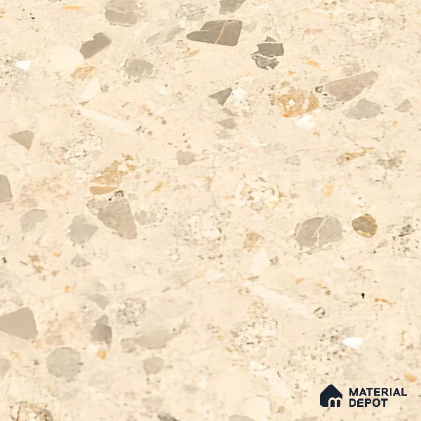 Terrazzo Floor & Wall Tile TL 06404 D Terazzo Beige 4 ft x 2 ft Carving Matte Finish Vitrified Tile - 9 mm | Suitable for Living Room, Bedroom & Bathroom