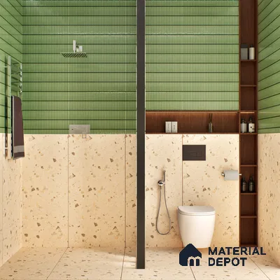 Terrazzo Floor & Wall Tile TL 06404 D Terazzo Beige 4 ft x 2 ft Carving Matte Finish Vitrified Tile - 9 mm | Suitable for Living Room, Bedroom & Bathroom