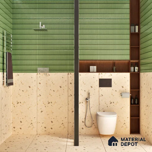 Terrazzo Floor & Wall Tile TL 06404 D Terazzo Beige 4 ft x 2 ft Carving Matte Finish Vitrified Tile - 9 mm | Suitable for Living Room, Bedroom & Bathroom
