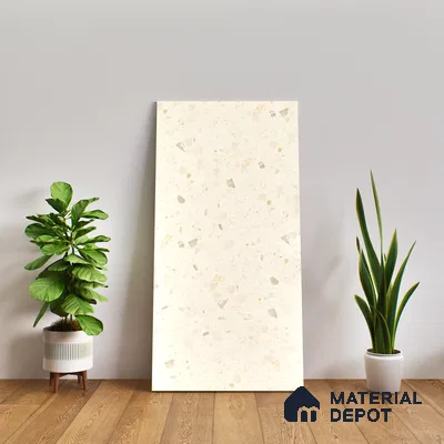 Terrazzo Floor & Wall Tile TL 06404 Terazzo Ivory 4 ft x 2 ft Carving Matte Finish Vitrified Tile - 9 mm | Suitable for Living Room, Bedroom & Bathroom (Sample)