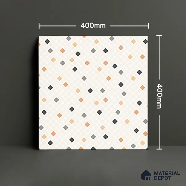 Parking Floor Tile TL 07565 Ivory Whisper | 16 x 16 inch | Anti Skid Matte Finish Heavy Duty Vitrified Tile - 12 mm | Suitable For High Traffic Areas, Terrace, Balcony | Pattern Alignment May Vary | 2-3 mm Spacer is Mandatory