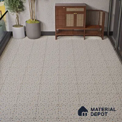 Parking Floor Tile TL 07565 Ivory Whisper | 16 x 16 inch | Anti Skid Matte Finish Heavy Duty Vitrified Tile - 12 mm | Suitable For High Traffic Areas, Terrace, Balcony | Pattern Alignment May Vary | 2-3 mm Spacer is Mandatory