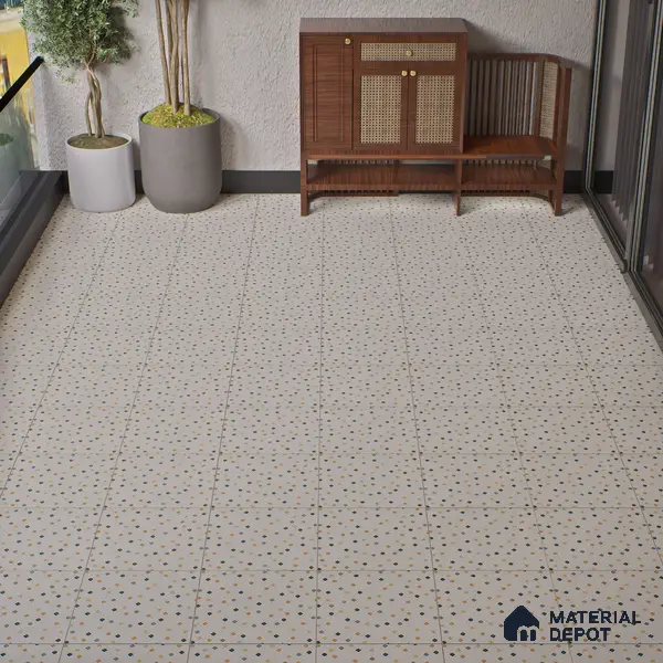 Parking Floor Tile TL 07565 Ivory Whisper | 16 x 16 inch | Anti Skid Matte Finish Heavy Duty Vitrified Tile - 12 mm | Suitable For High Traffic Areas, Terrace, Balcony | Pattern Alignment May Vary | 2-3 mm Spacer is Mandatory