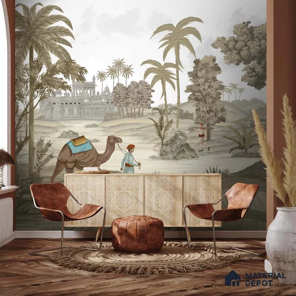 Jaisalmer, Indian Theme Wall Wallpaper, Customised Sukoon Series Handmade Nature Design (Customised Size Wallpaper)