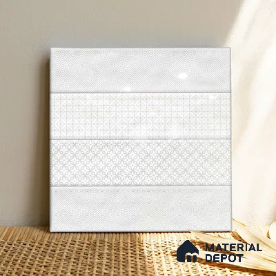 TL 00232 E White Mural 300 mm x 300 mm Wall Tile - 9 mm | Please Expect a Slight Variation of Pattern