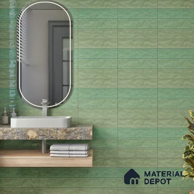 TL 00232 A Green Mural 300 mm x 300 mm Wall Tile - 9 mm | Please Expect a Slight Variation of Pattern