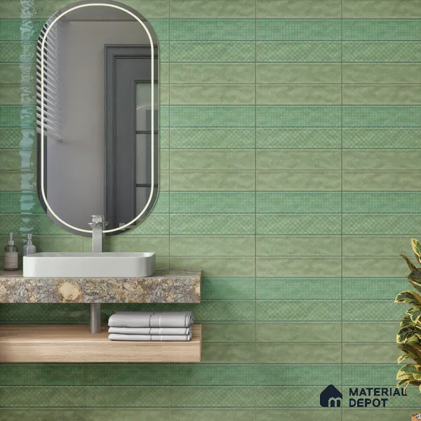 TL 00232 A Green Mural 300 mm x 300 mm Wall Tile - 9 mm | Please Expect a Slight Variation of Pattern