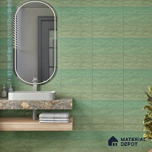 TL 00232 A Green Mural 300 mm x 300 mm Wall Tile - 9 mm | Please Expect a Slight Variation of Pattern