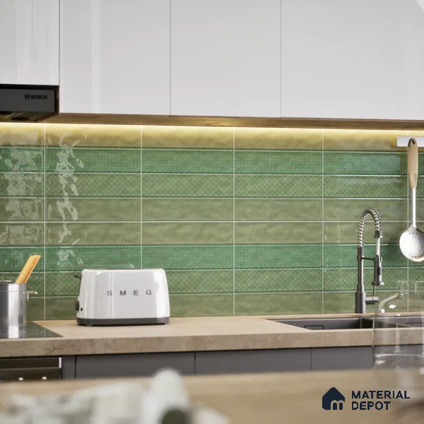 TL 00232 A Green Mural 300 mm x 300 mm Wall Tile - 9 mm | Please Expect a Slight Variation of Pattern