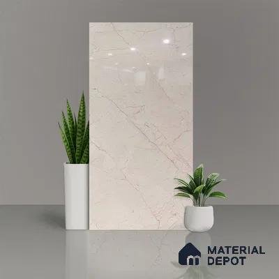 Marble Floor & Wall Tile TL 02196 A Jelly Beige 4 ft x 2 ft Glossy Finish Vitrified Tile - 9 mm (Random 5)