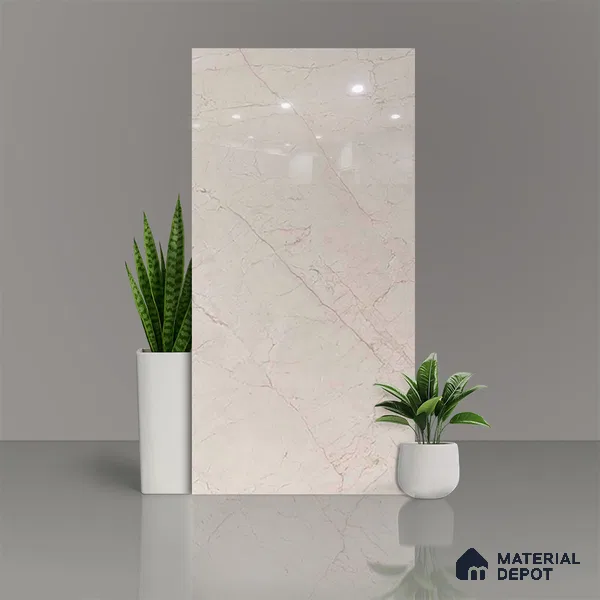 Marble Floor & Wall Tile TL 02196 A Jelly Beige 4 ft x 2 ft Glossy Finish Vitrified Tile - 9 mm (Random 5)