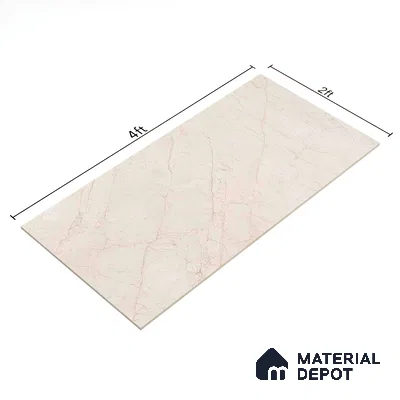 Marble Floor & Wall Tile TL 02196 A Jelly Beige 4 ft x 2 ft Glossy Finish Vitrified Tile - 9 mm (Random 5)