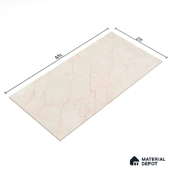 Marble Floor & Wall Tile TL 02196 A Jelly Beige 4 ft x 2 ft Glossy Finish Vitrified Tile - 9 mm (Random 5)